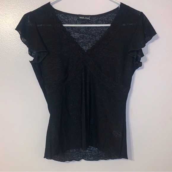 Wet Seal Tops - Flirty Black Lace Tee